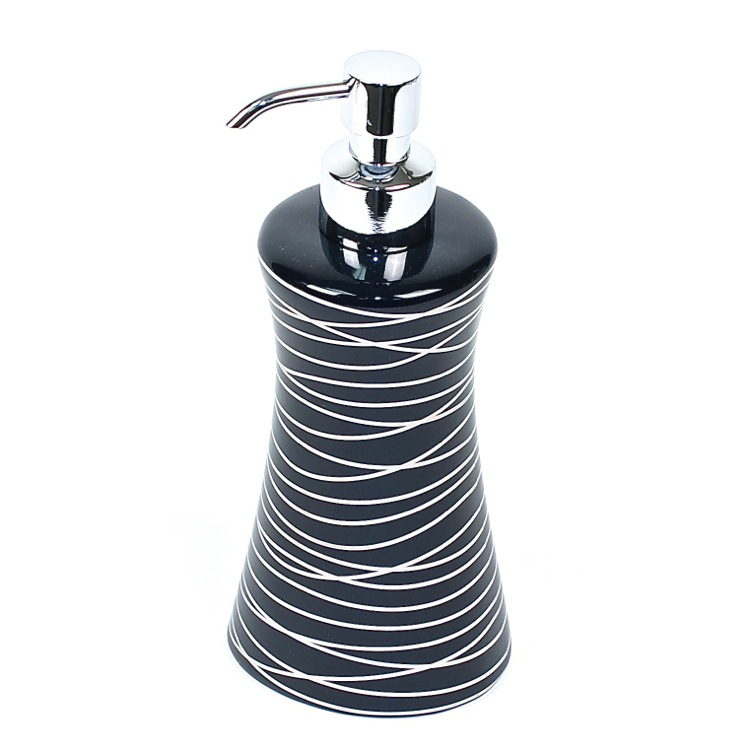 Gedy 3981-57 Modern Anthracite and Silver Finish Ceramic Soap Dispenser